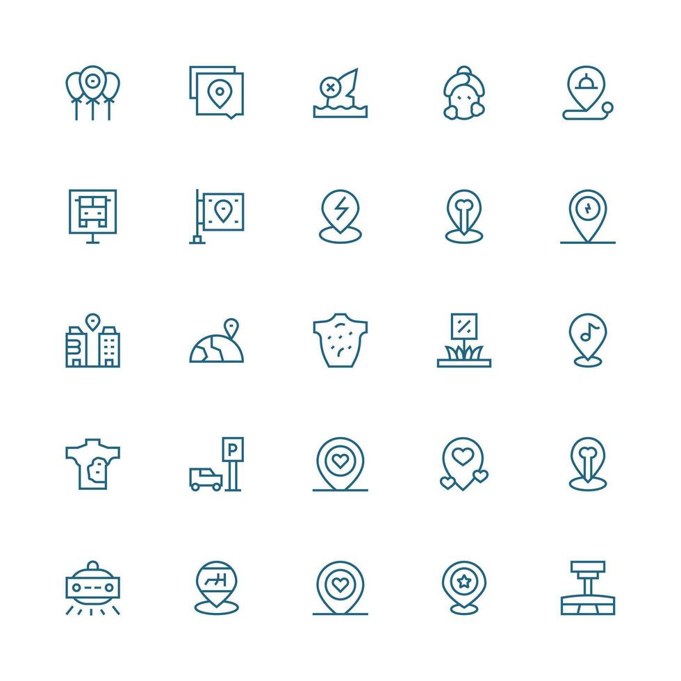 25 Medium Stroke Outline Vectors for Spot Theme Web and App Icon Pack Collection