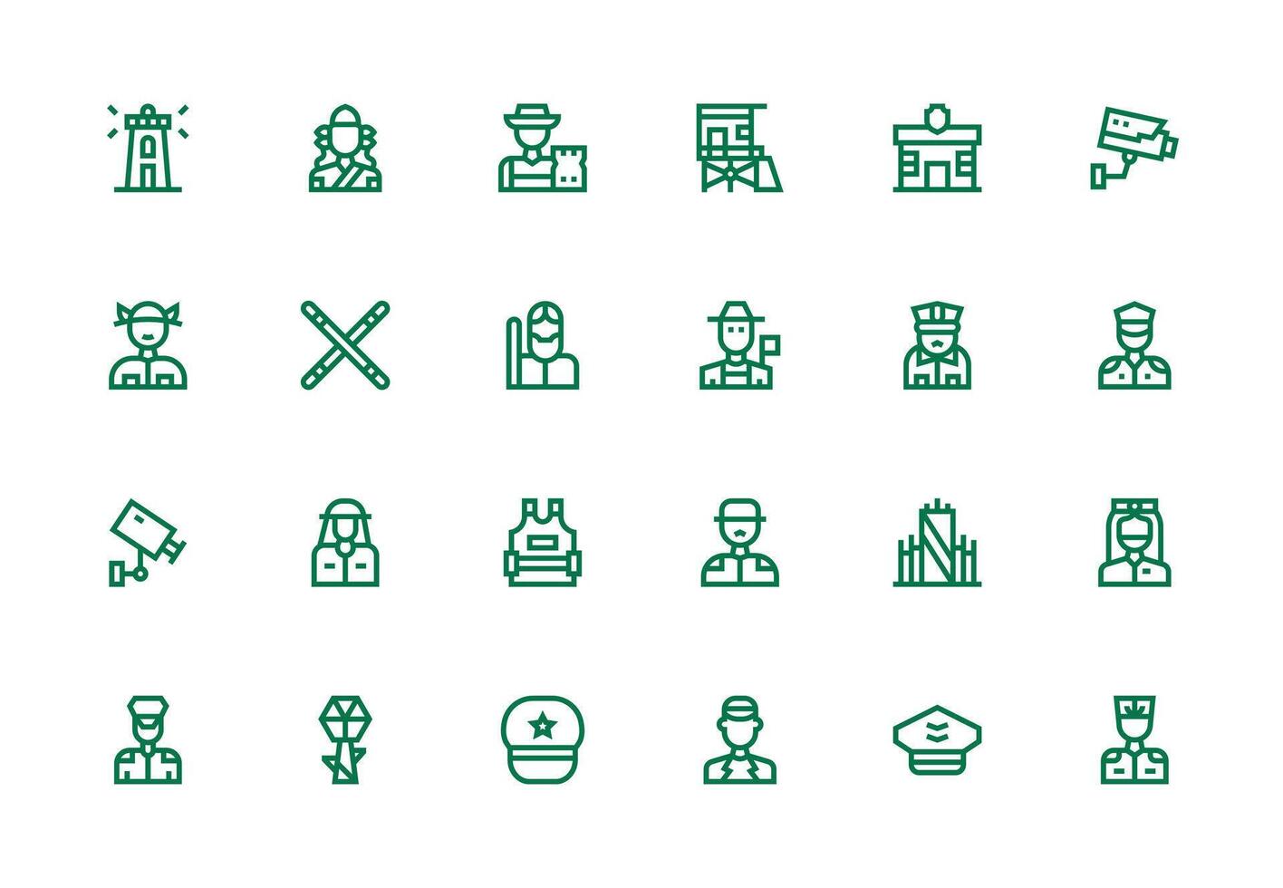 Thick Line Line Style Guard Icons with 24 Vectors Well-Structured Icons for Creative Use