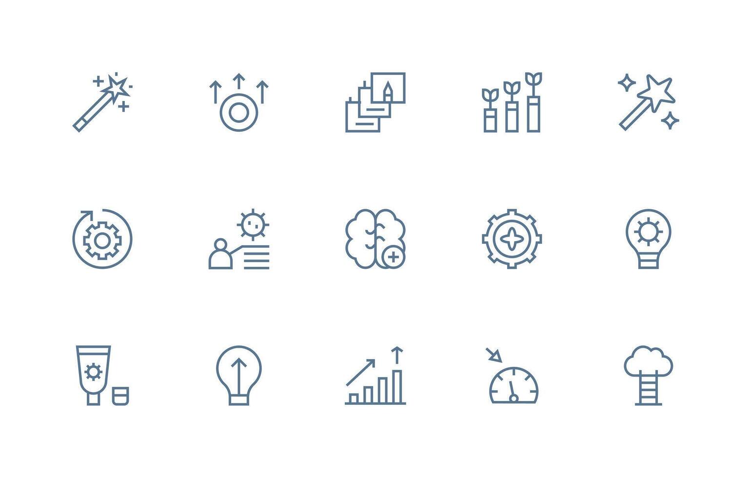 Enhancement Set with 15 Regular Line Icons App Icon Pack vector