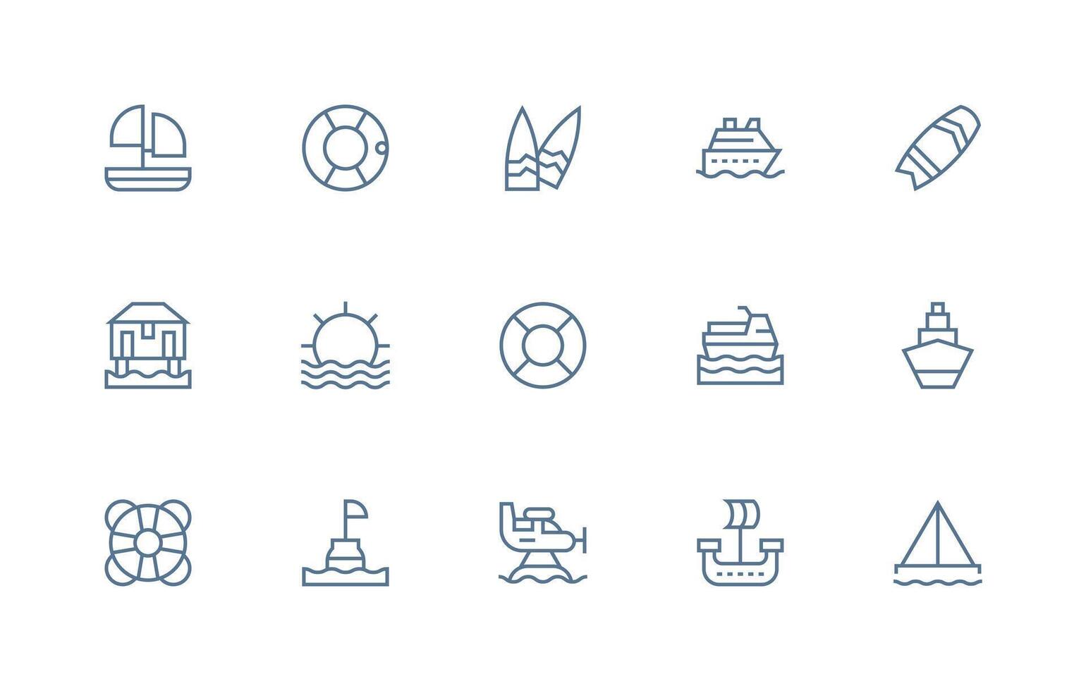 Nautical Visual Pack containing 15 Regular Line Icons Detailed Icon Collection for Design Systems vector
