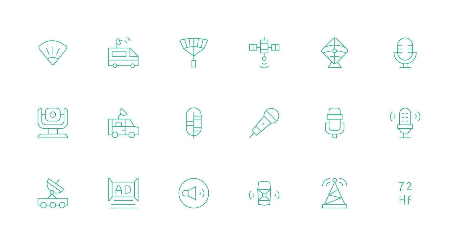 18 Icons for Broadcasting in Minimal Line Format Line Icon Collection vector