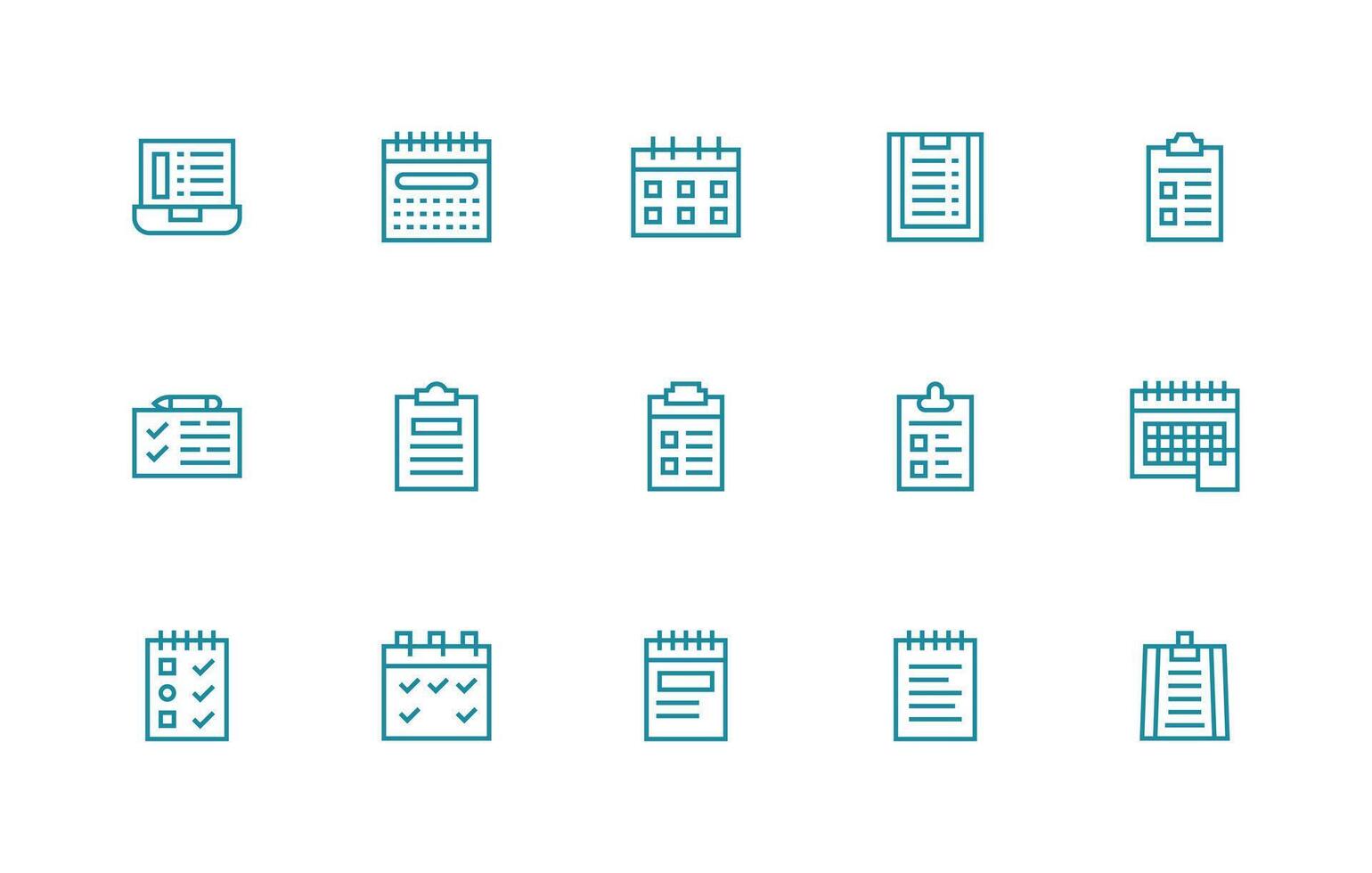 Tasks Set with 15 Regular Line Icons Standard Icon Pack vector