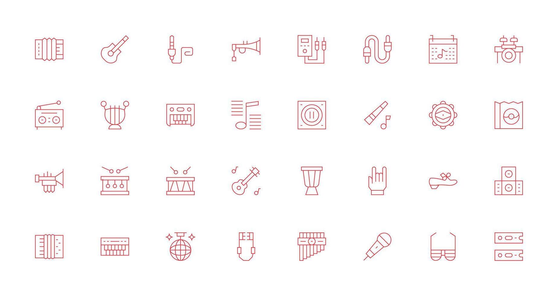 32 Icons for Music in Thin Line Format Interface Icons for Daily Use vector