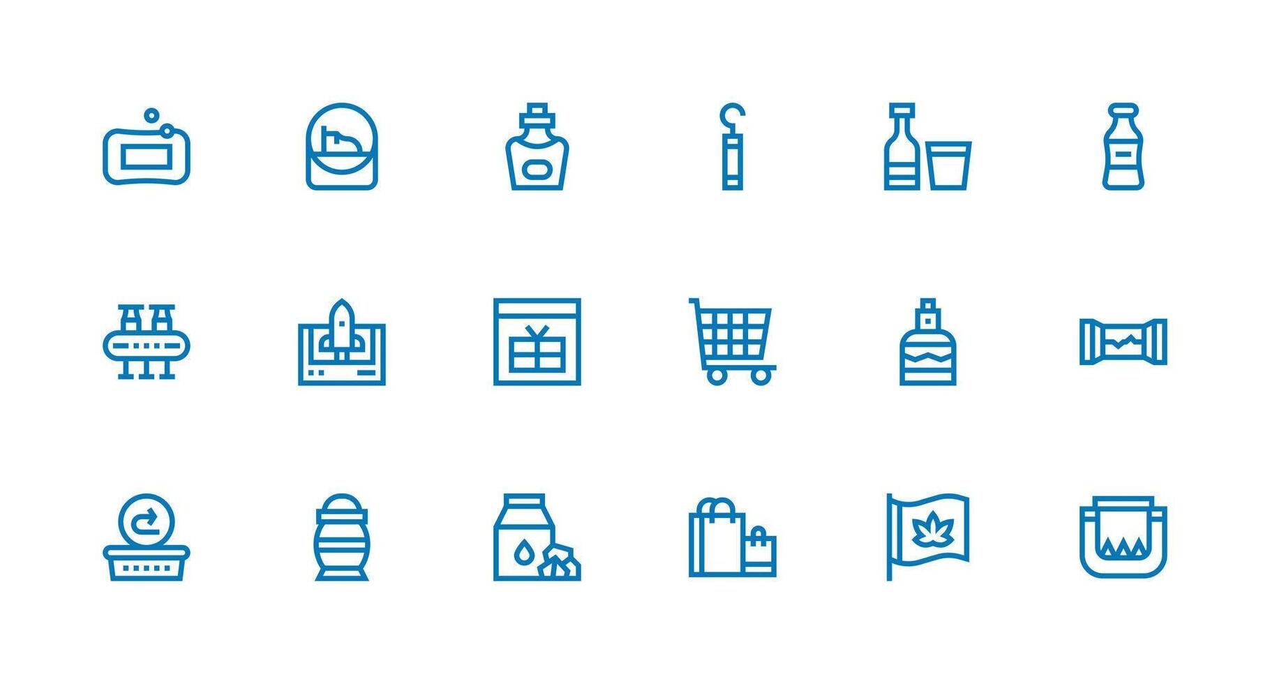 Strong Stroke Line Style Product Icons with 18 Vectors Pixel Perfect Icon Set