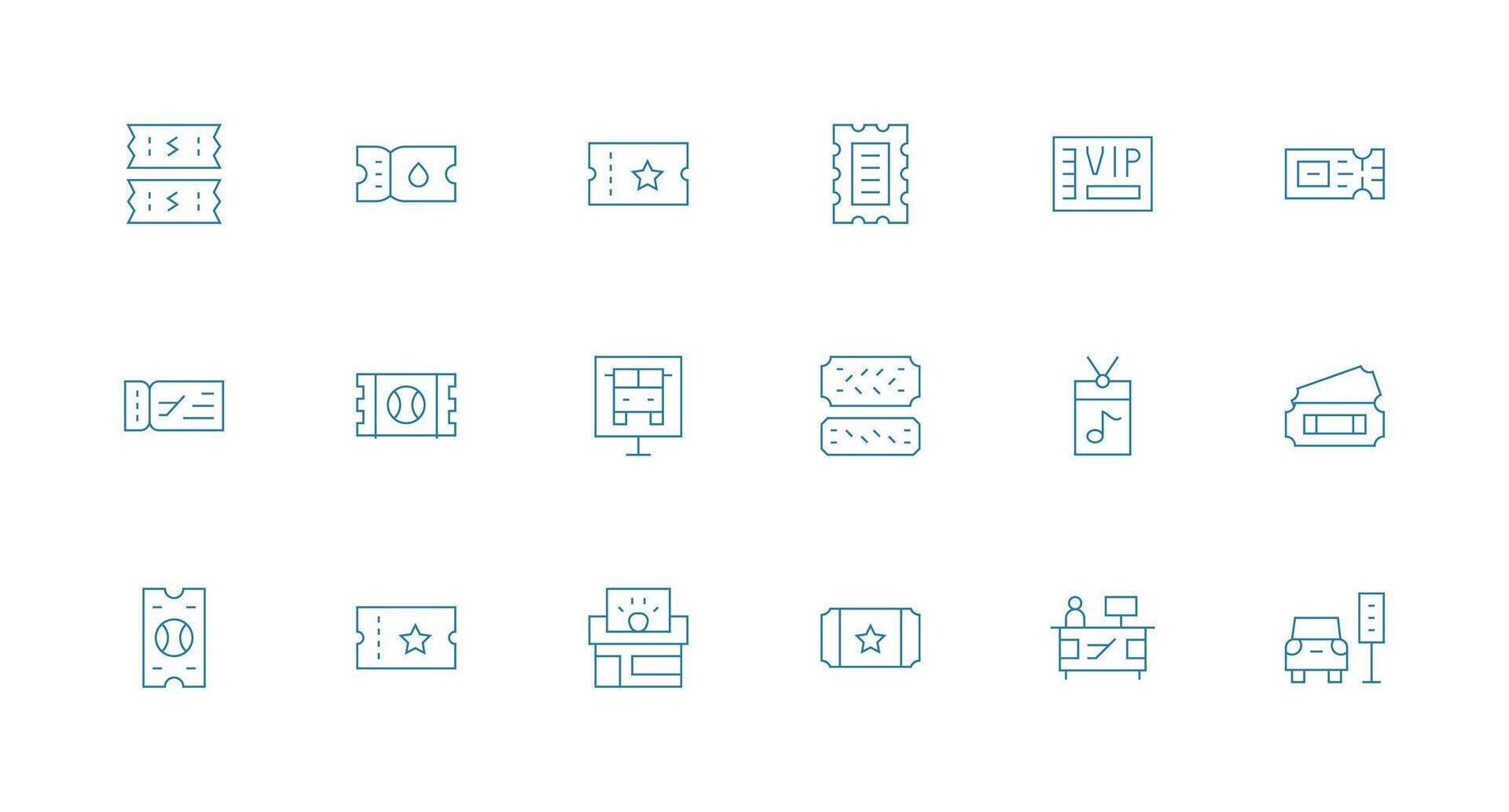 Ticket including 18 Minimal Line Illustrations Multi-Purpose Icon Set vector