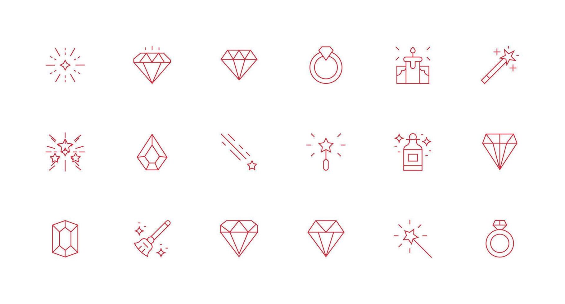Sparkle Visual Pack containing 18 Minimal Line Icons Organized Pack for Project Assets vector