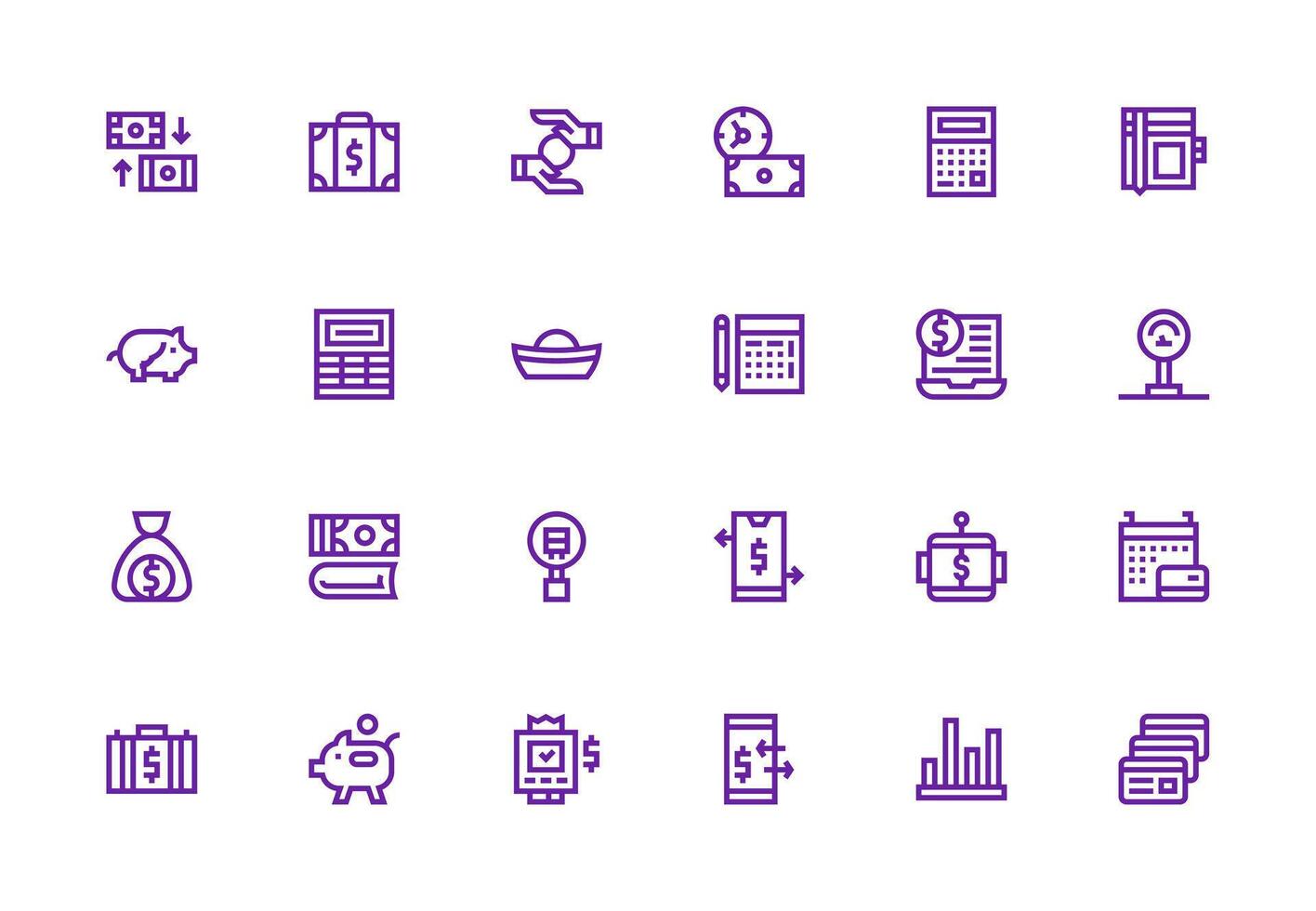 24 Icons for Finance in Thick Line Line Format Detailed Icon Collection for Design Systems vector
