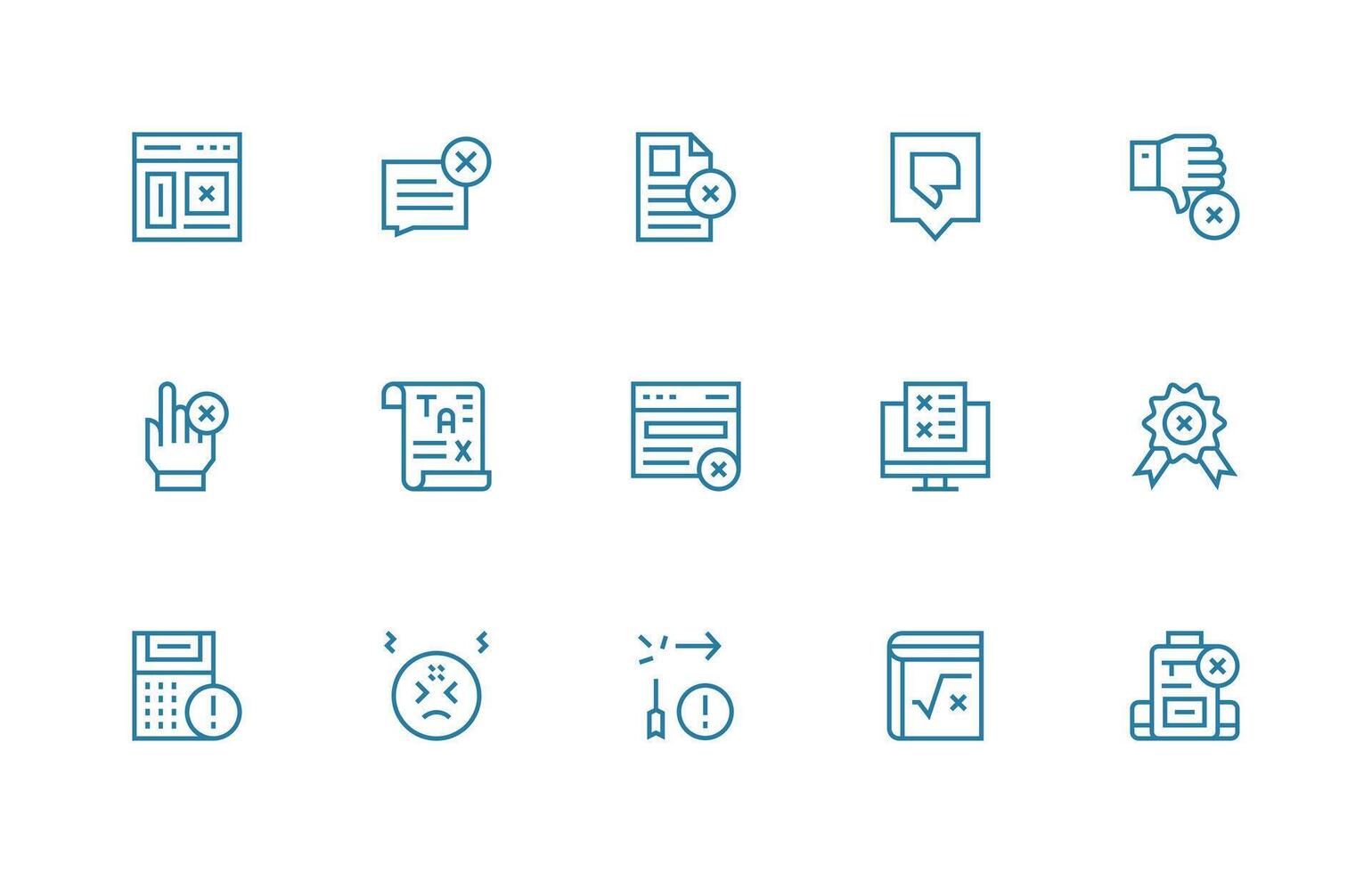 Incorrect including 15 Regular Line Illustrations Reusable Icon Set vector