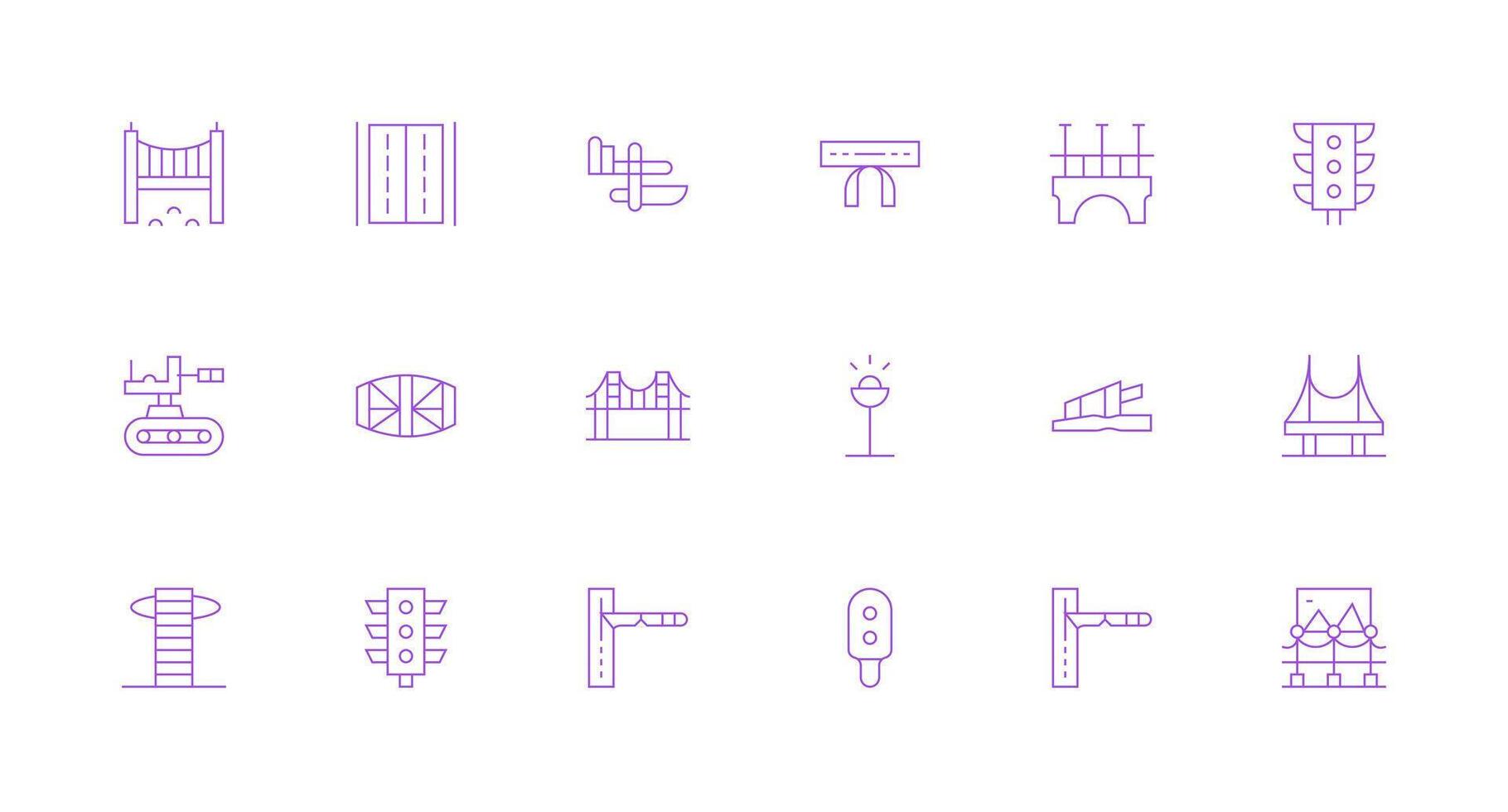Minimal Line Icons from Roadway Set with 18 Vectors Organized Icon Pack for Quick Access
