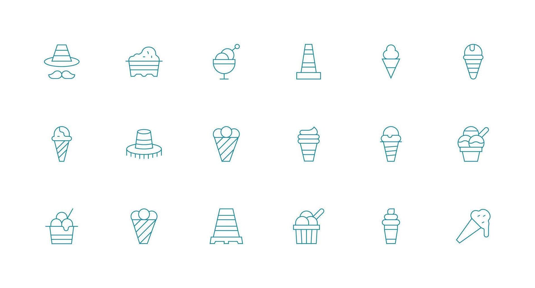 Minimal Line Style Cone Icons with 18 Vectors Display Icon Pack
