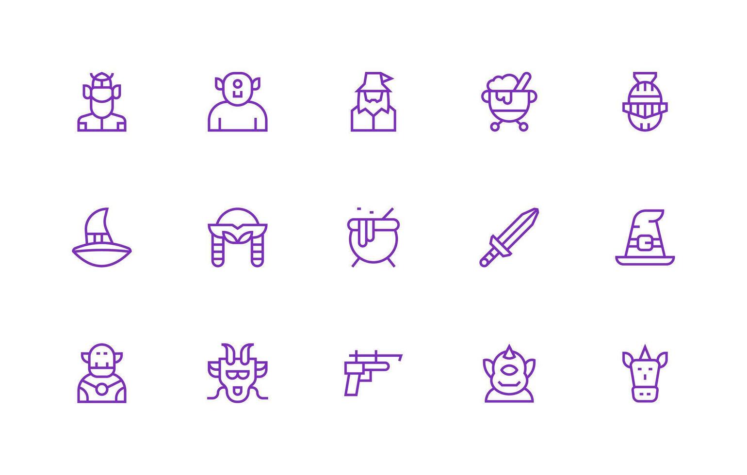 Regular Line Icons from Fantasy Set with 15 Vectors Standard Icon Pack