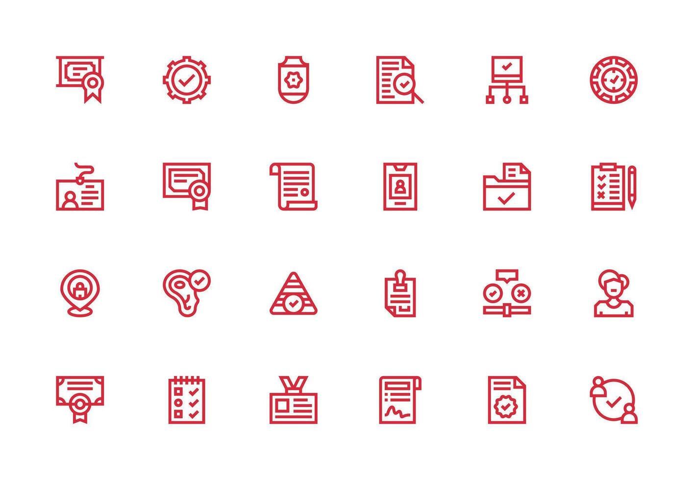 Verification Design Icons featuring 24 in Thick Line Line Style Multi-Purpose Icon Set vector
