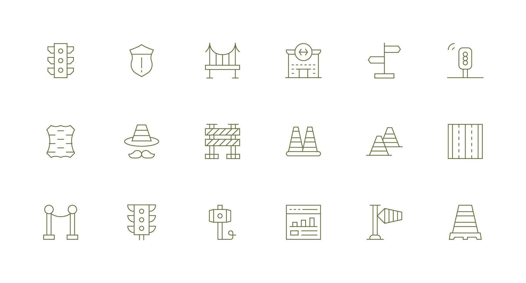 18 Minimal Line Vectors for Traffic Theme UI and UX Focused Icon Collection