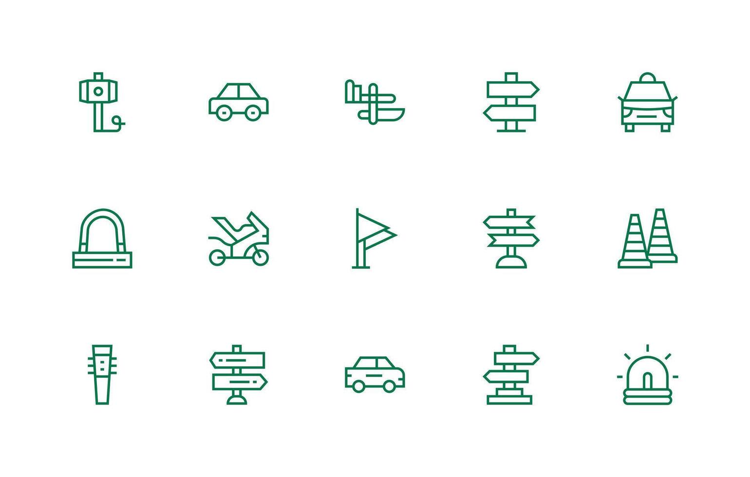 Regular Line Style Road Icons with 15 Vectors Clean Icon Set Icon Pack for UI Projects