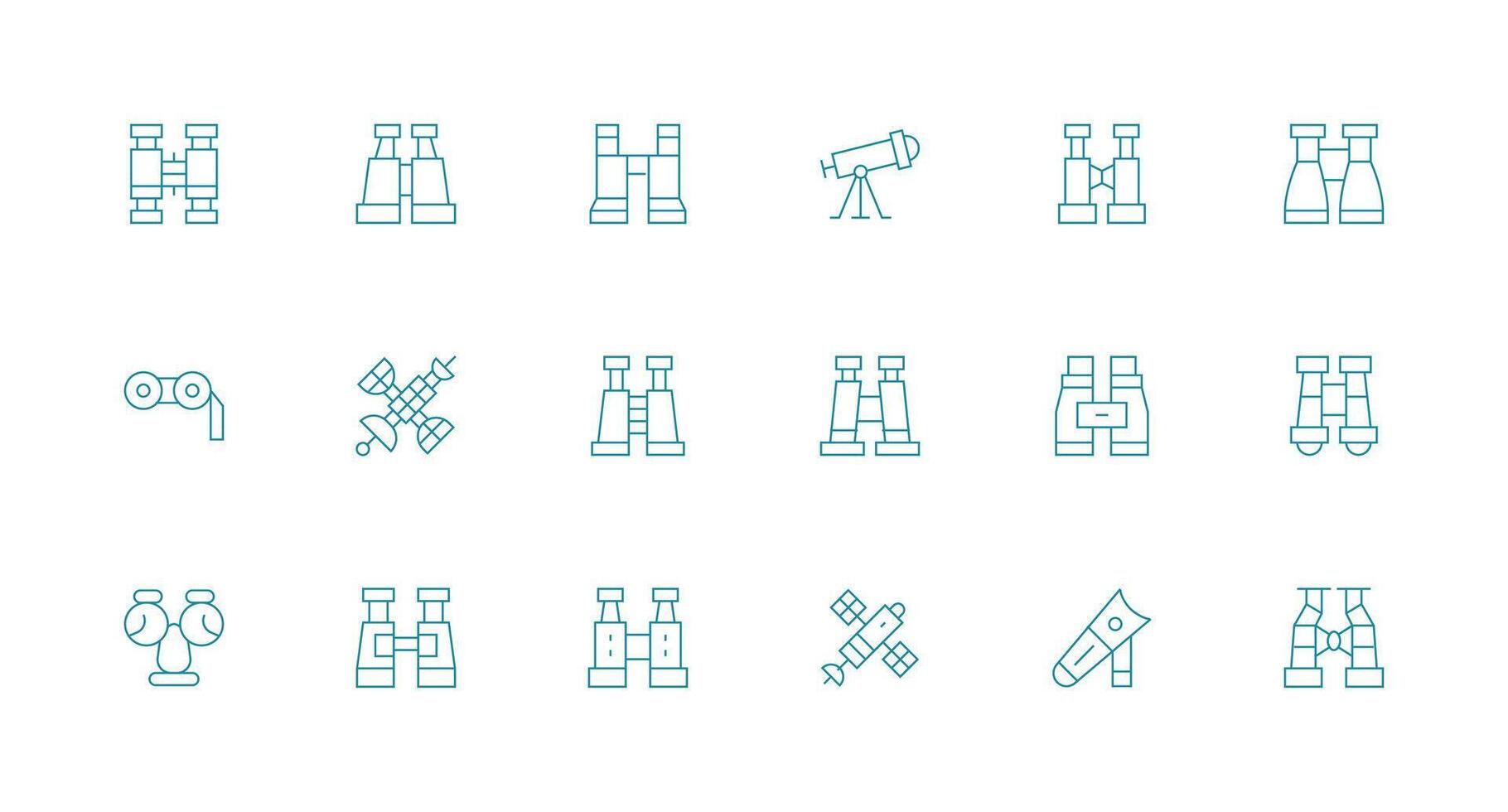 Telescope including 18 Minimal Line Illustrations Flexible Icon System for Web Interfaces vector