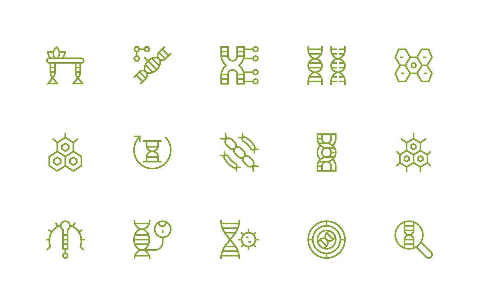 Molecular Visual Pack containing 15 Regular Line Icons Basic Icon Series vector
