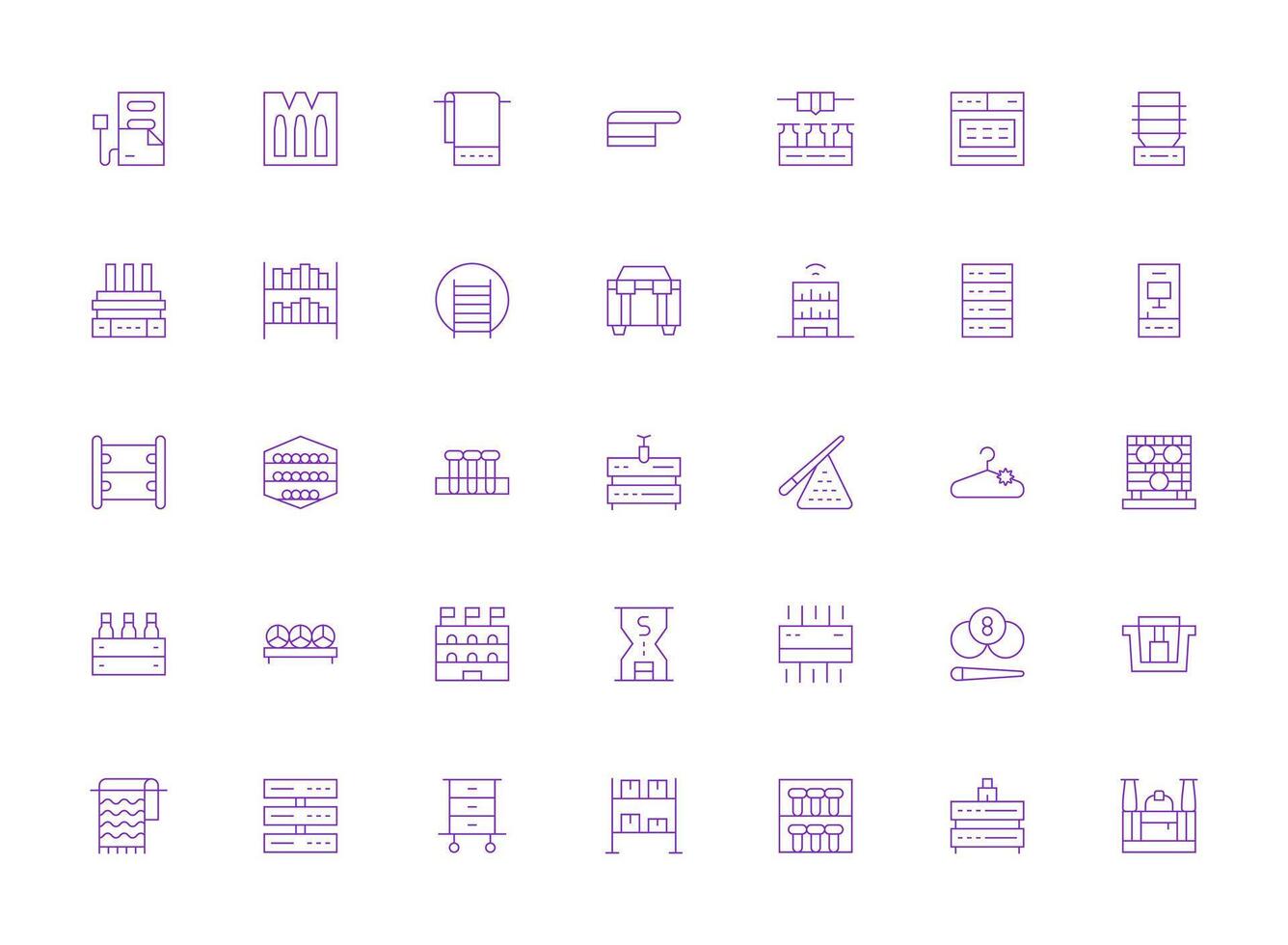 35 Icons for Rack in Light Line Format Reliable Icons for All Interfaces vector