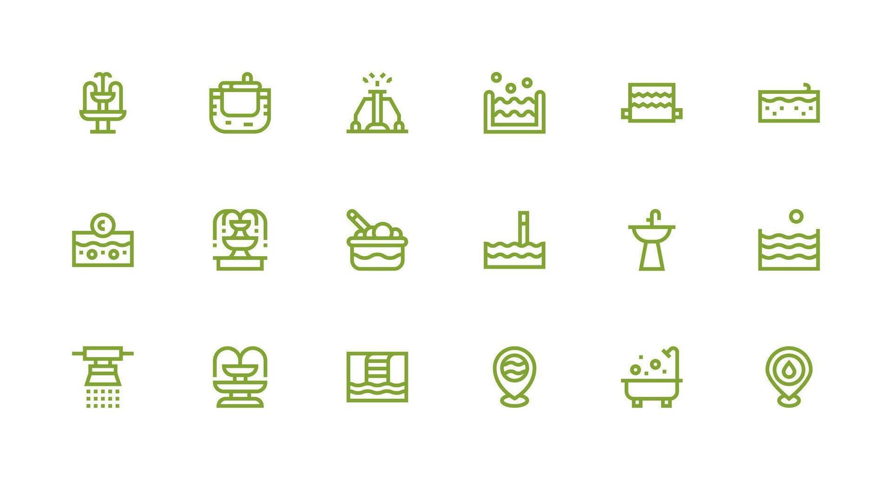 Water Feature featuring 18 Icons in Strong Stroke Line Design Layout Icon Collection vector