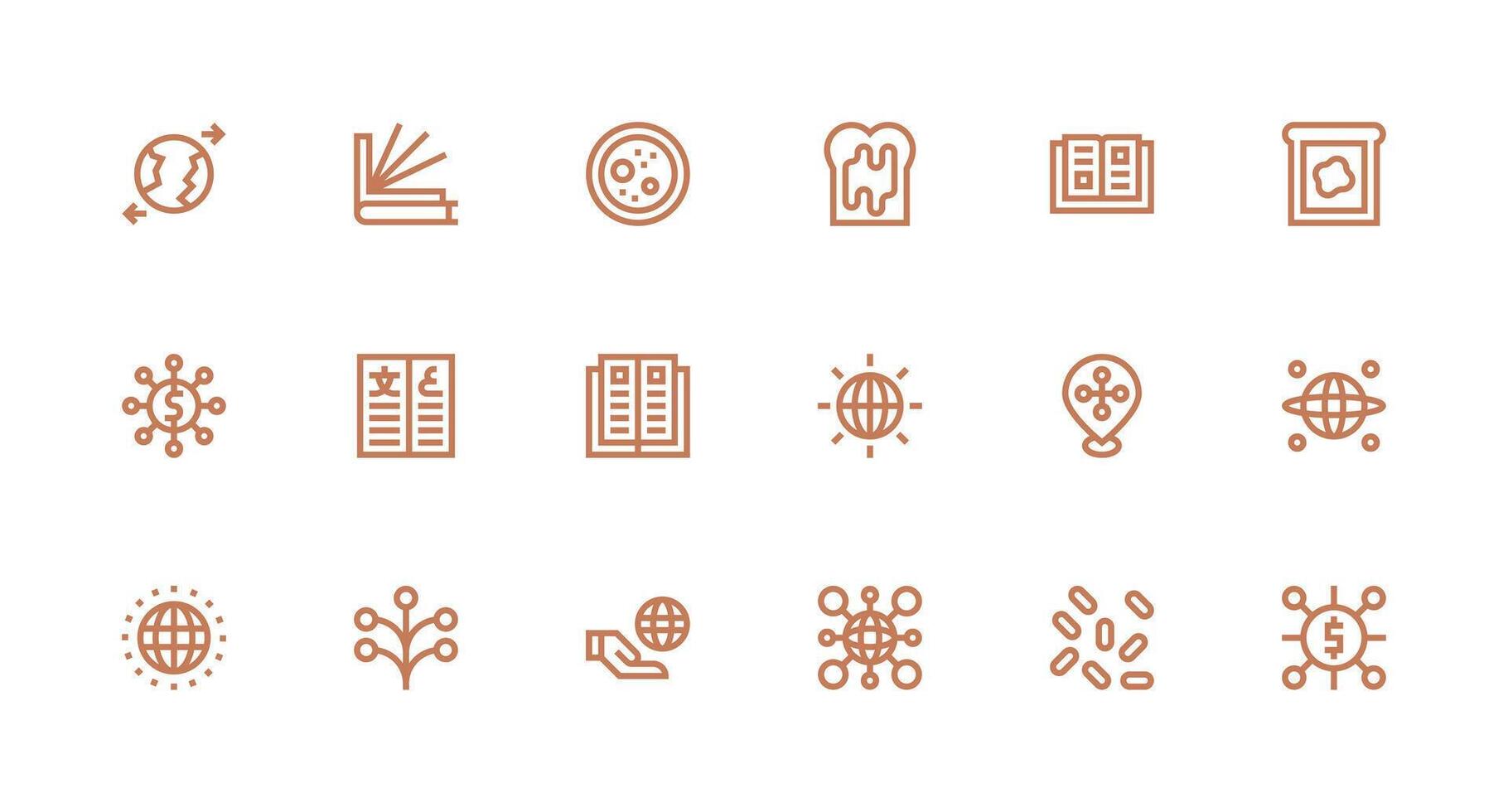 Spread Visual Pack containing 18 Strong Stroke Line Icons Optimized Icon Pack for Digital Products vector