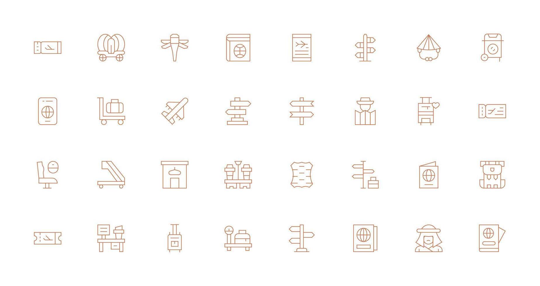 32 Thin Line Style Icons from Traveler Collection Fully Editable Icon Set for Web vector