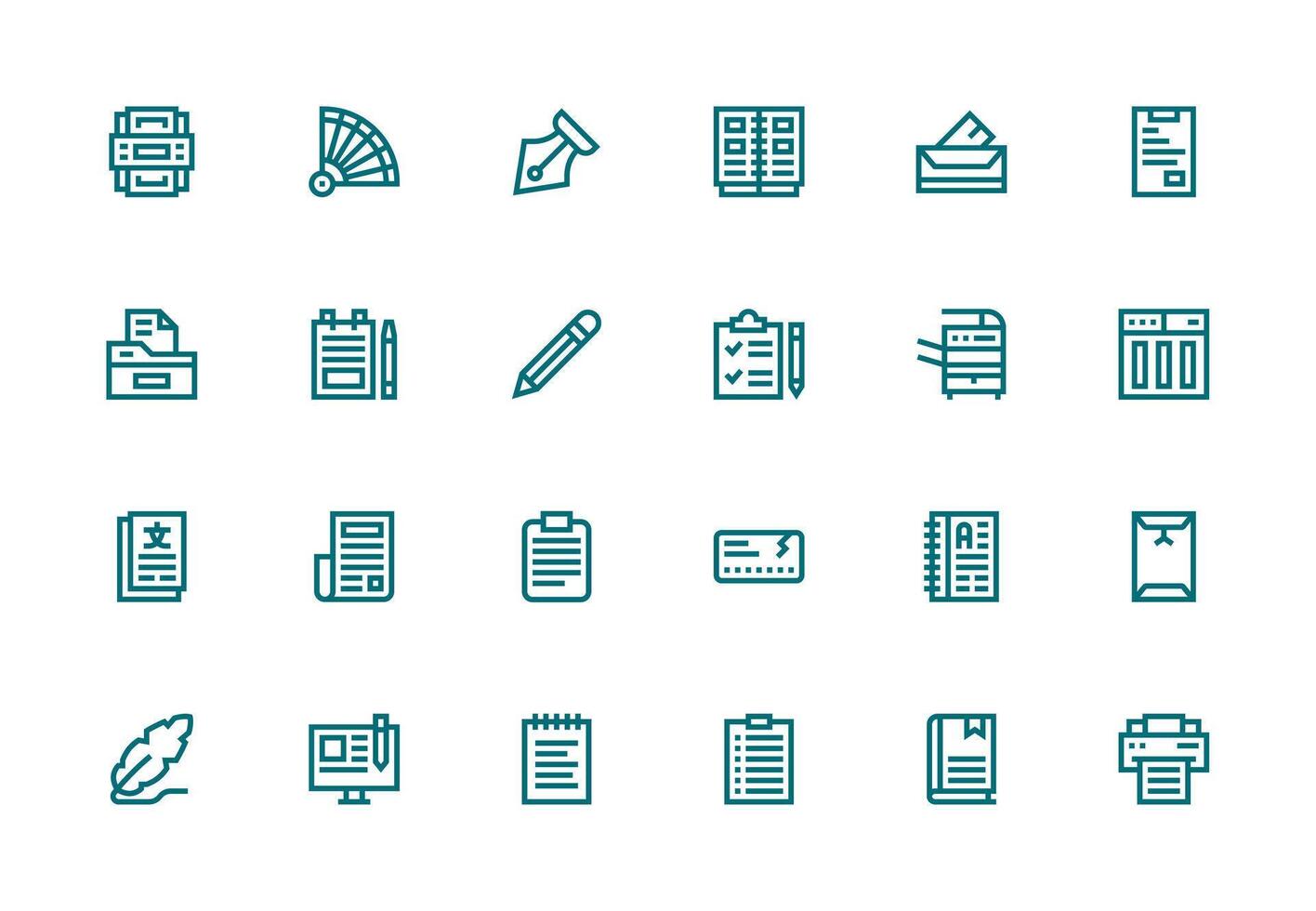 Paper Icon Set with 24 Thick Line Line Graphics Line Icon Collection vector