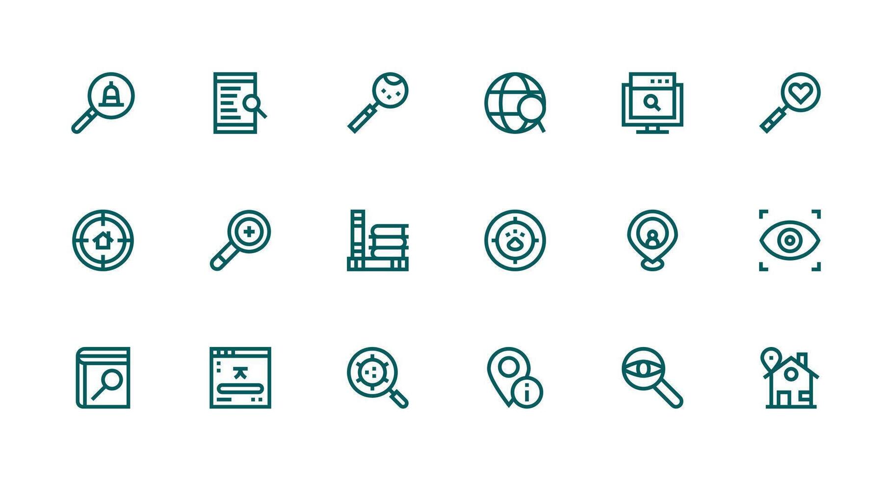 18 Icons for Find in Strong Stroke Line Format Web Icon Collection vector