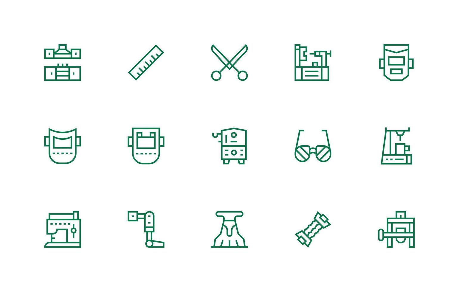 15 Regular Line Icons for Fabrication Graphics Modern Icon Set vector