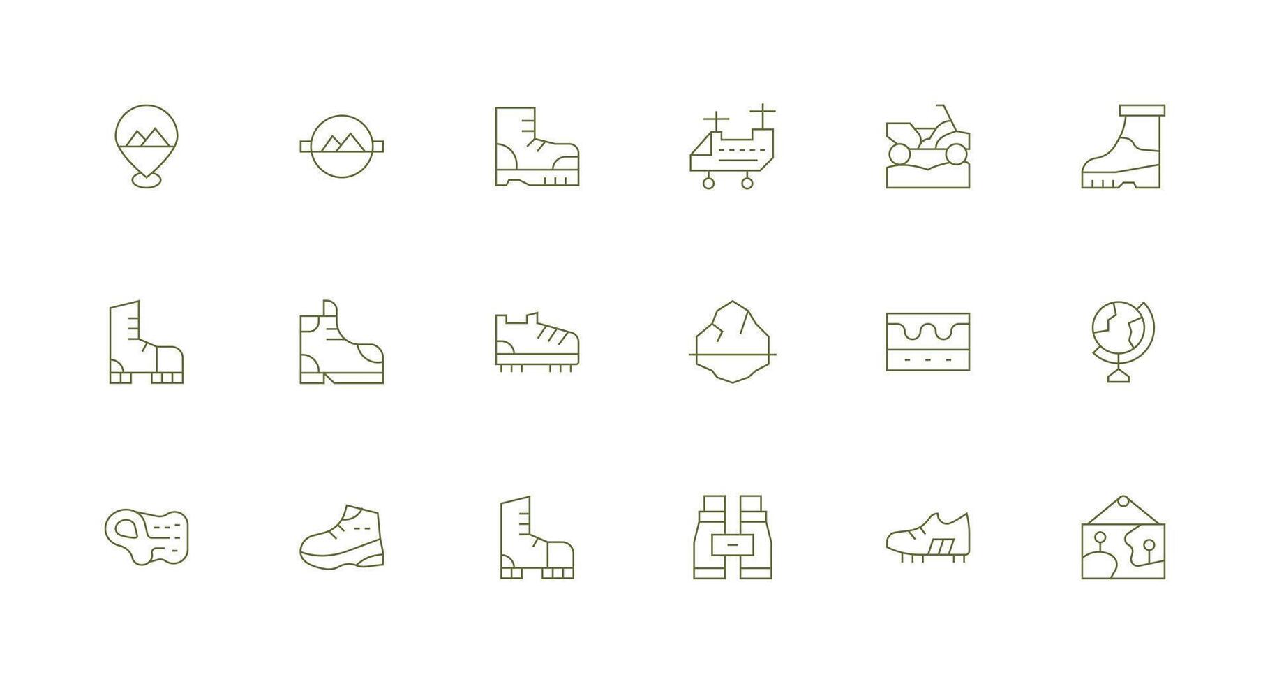 Minimal Line Style Terrain Icons with 18 Vectors Organized Glyph Icons for Fast Design