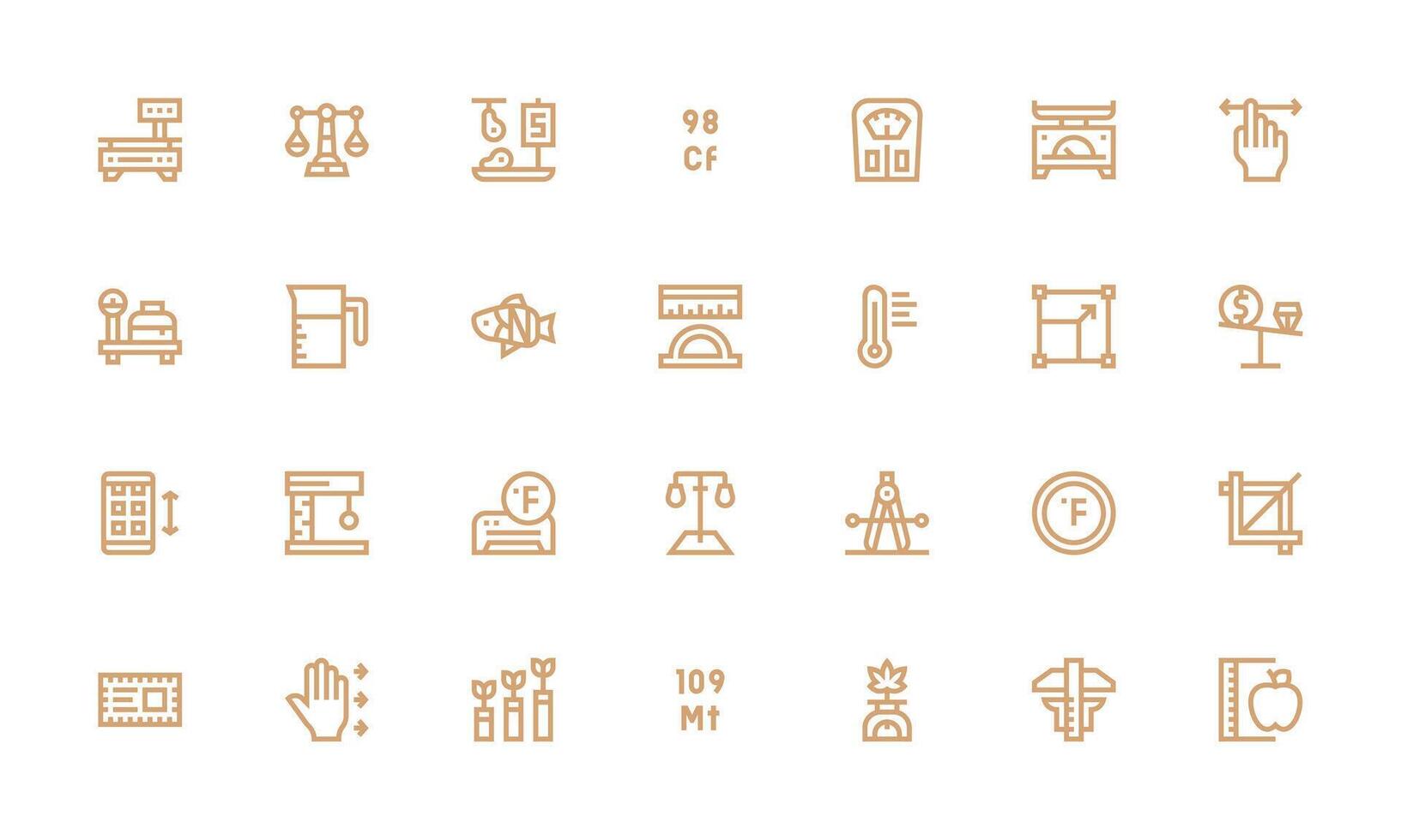 Scale Design Icons featuring 28 in Bold Line Style Versatile Icon Collection for Designers vector