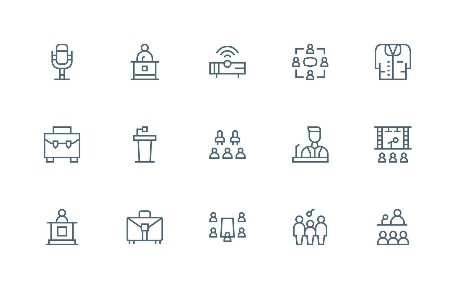 15 Regular Line Style Icons from Conference Collection Layout Icon Collection vector