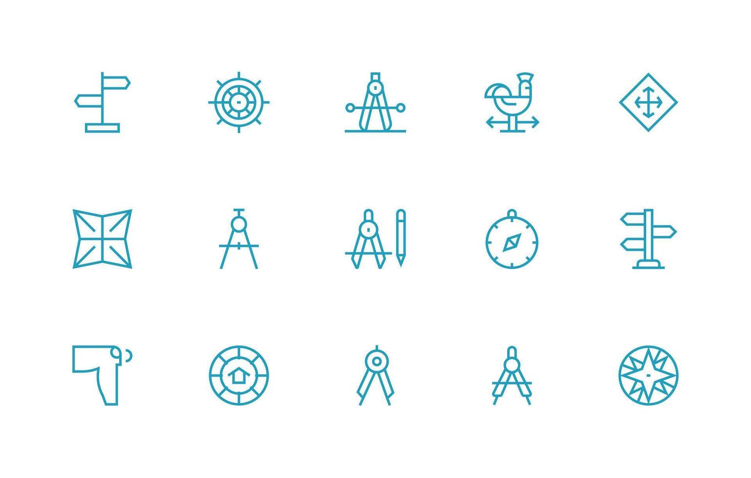 15 Regular Line Style Icons from Compass Collection Scalable Icons for Cross-Platform Interfaces vector