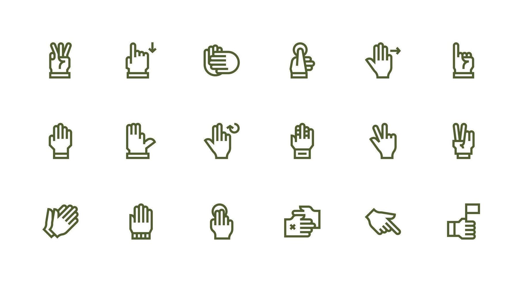 Gesture Icon Set with 18 Strong Stroke Line Graphics Multi-Purpose Icon Pack for Templates vector