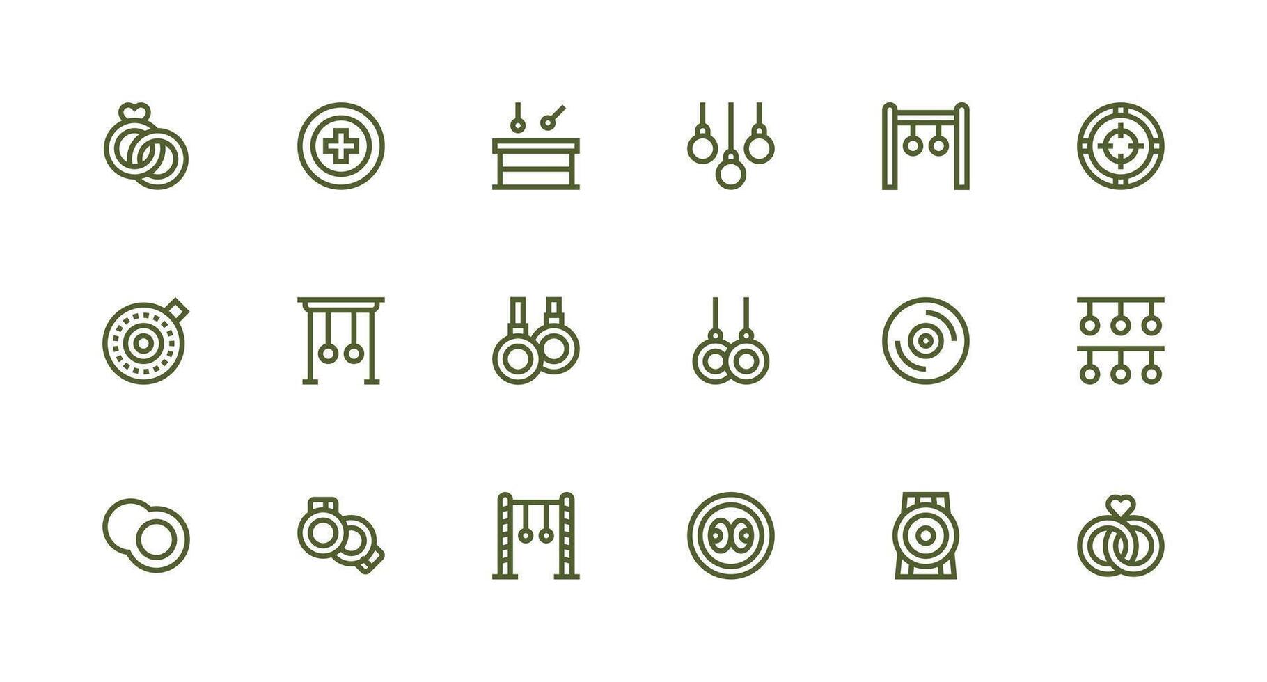 Rings Set with 18 Strong Stroke Line Icons UI Icon Set vector
