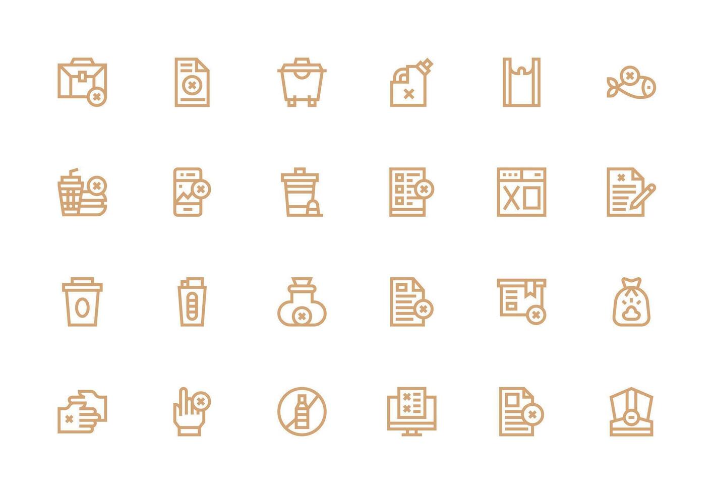 Refuse featuring 24 Icons in Thick Line Line Design Minimal Icon Set for Interface Projects vector