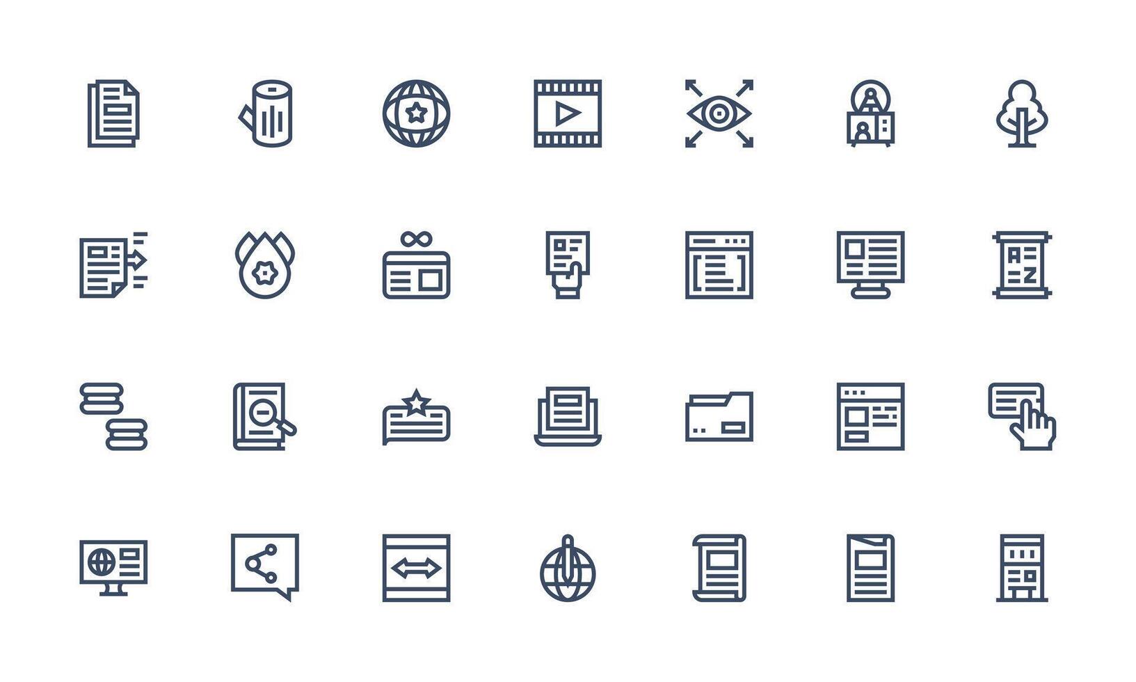 Content Icon Set with 28 Bold Line Graphics Scalable Icons for All Themes vector