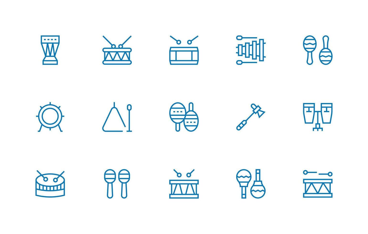 15 Regular Line Style Icons from Percussion Collection Dashboard Icon Series vector