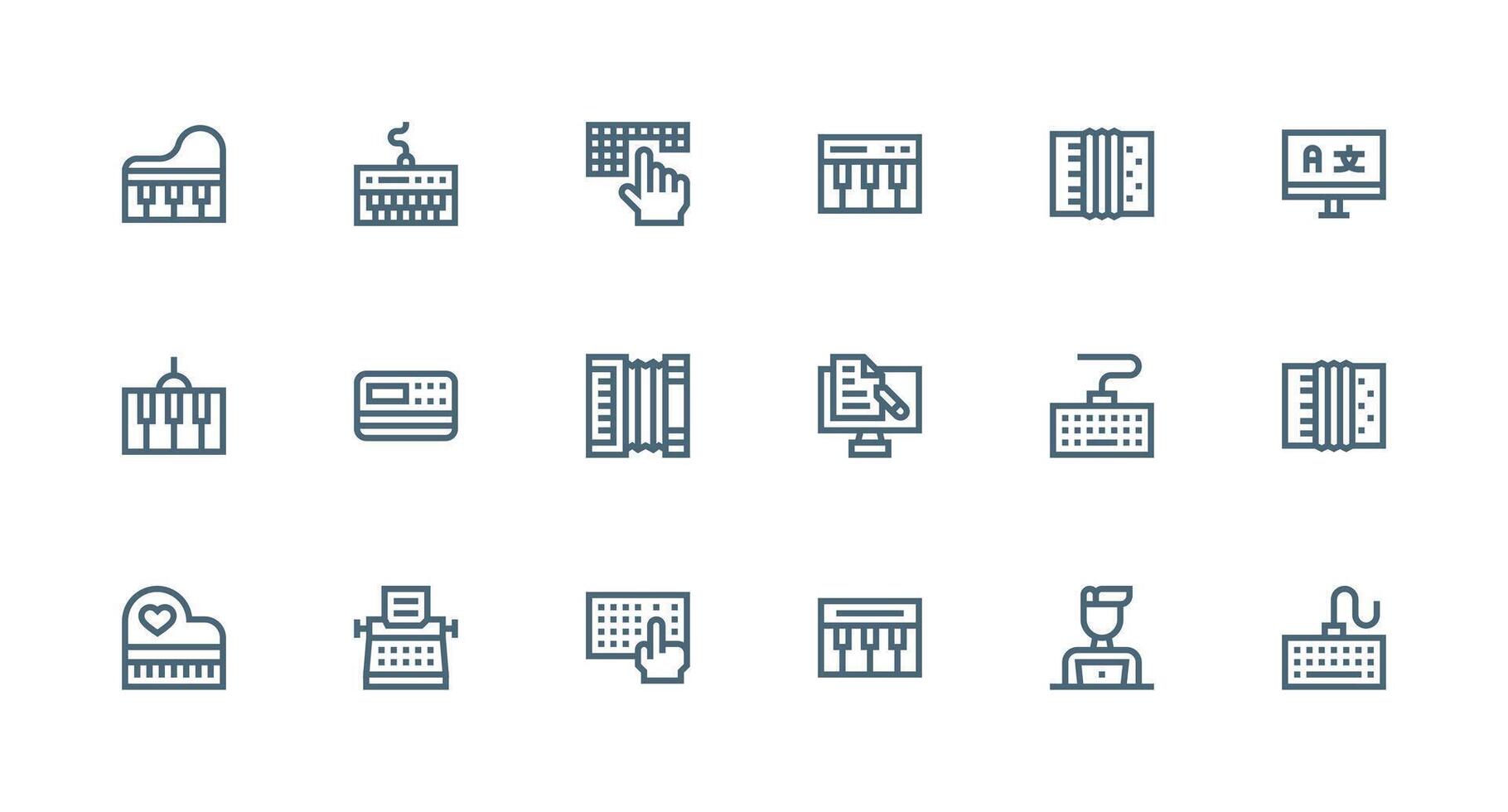 18 Icons for Keyboard in Strong Stroke Line Format Organized Pack for Project Assets vector