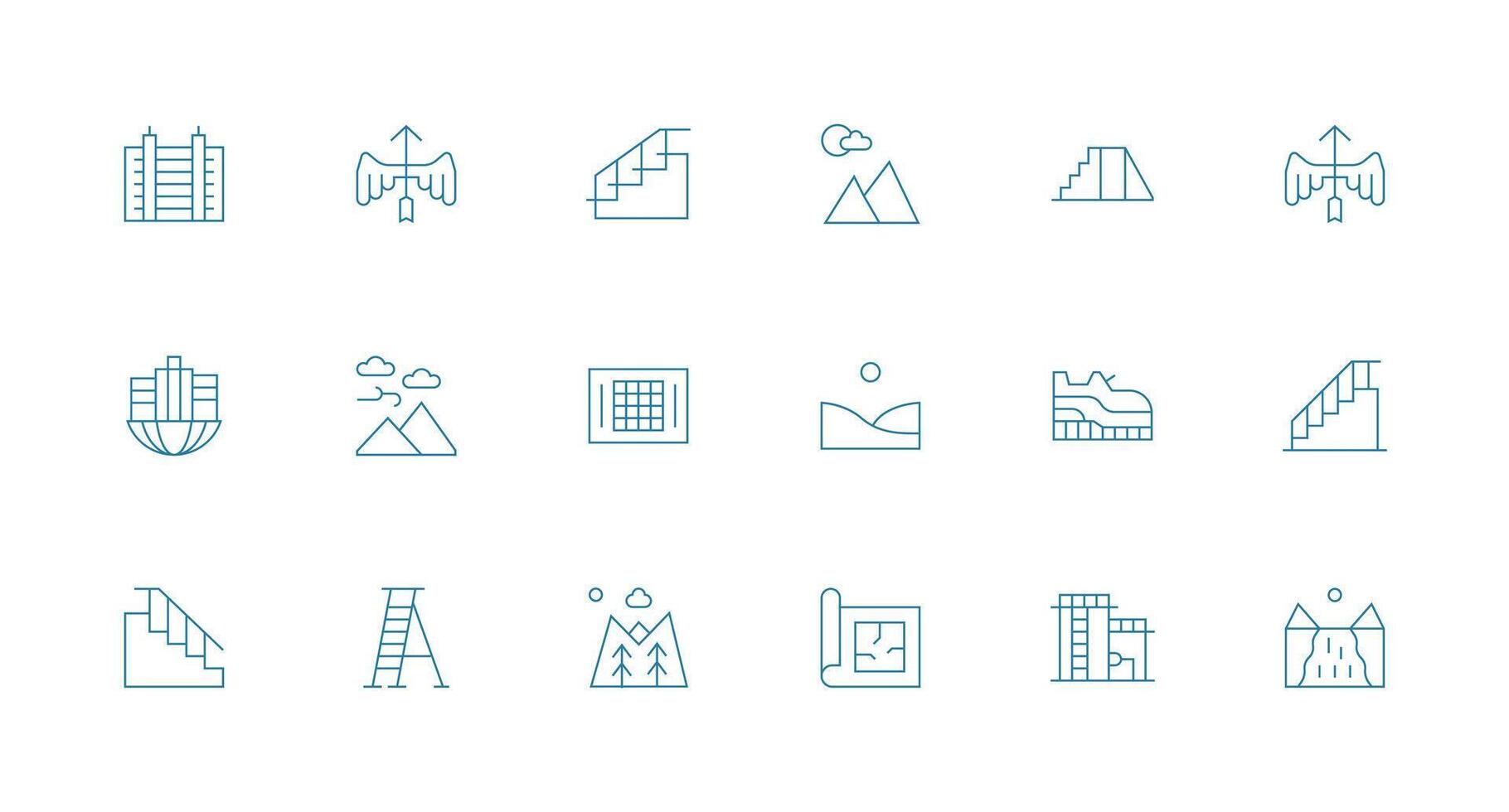 elevación diseño íconos presentando 18 en mínimo línea estilo web y aplicación icono paquete colección vector