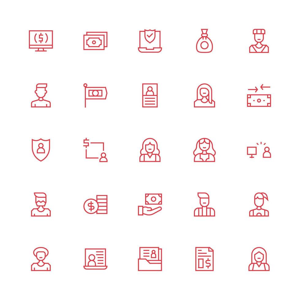 Account Icon Collection with 25 Medium Stroke Outline Designs Dashboard Icon Series vector