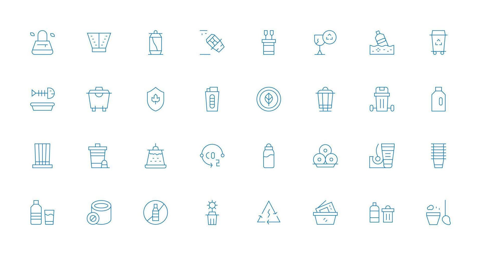 Recycling Design Icons featuring 32 in Thin Line Style Line Icon Collection vector