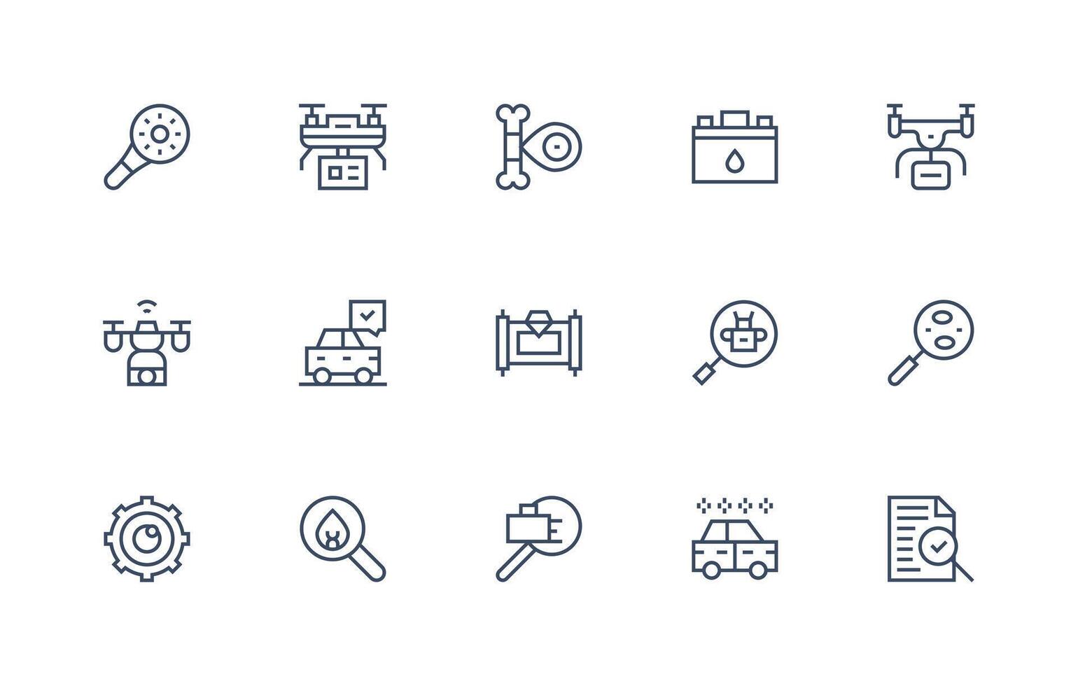 15 Icons for Inspection in Regular Line Format Digital Icon Collection vector