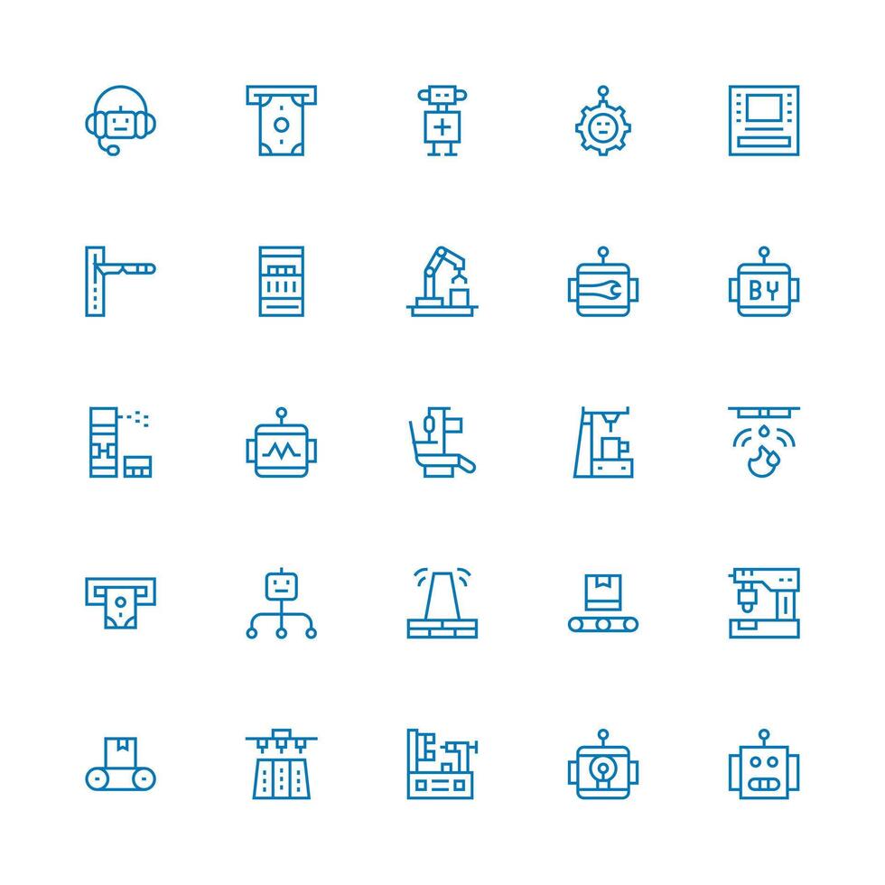 Medium Stroke Outline Style Automated Icons with 25 Vectors Fully Editable Icon Set for Web