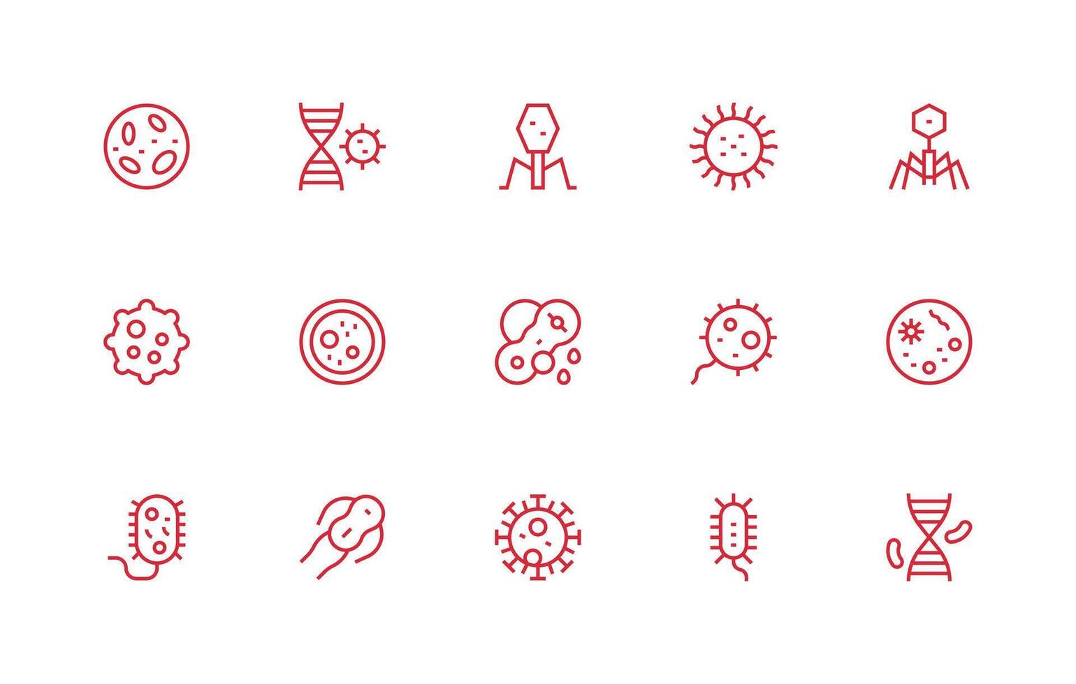 15 Regular Line Vectors for Pathogen Theme Glyph Icon Series