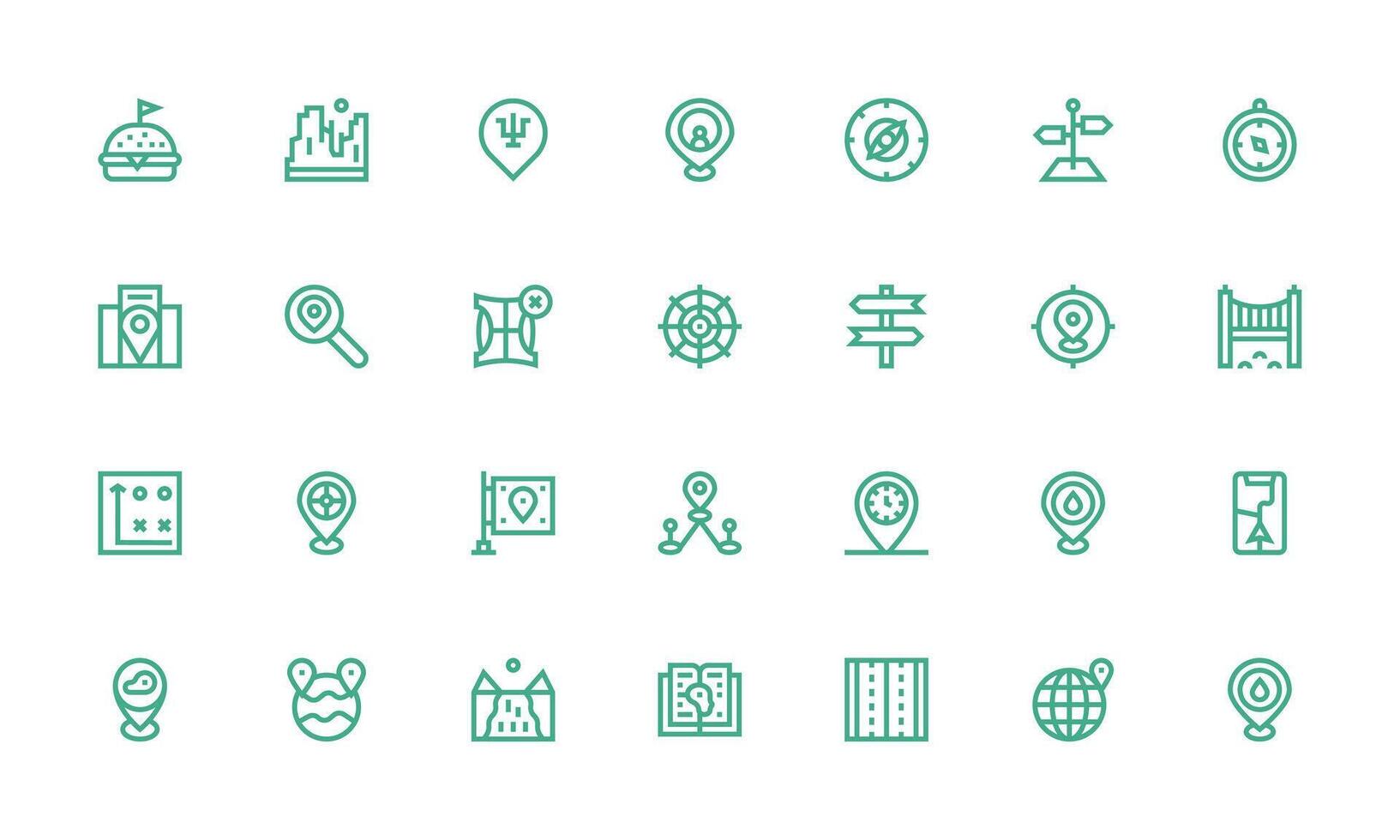 Map Icon Collection with 28 Bold Line Designs Icons Built for Visual Consistency Pack vector