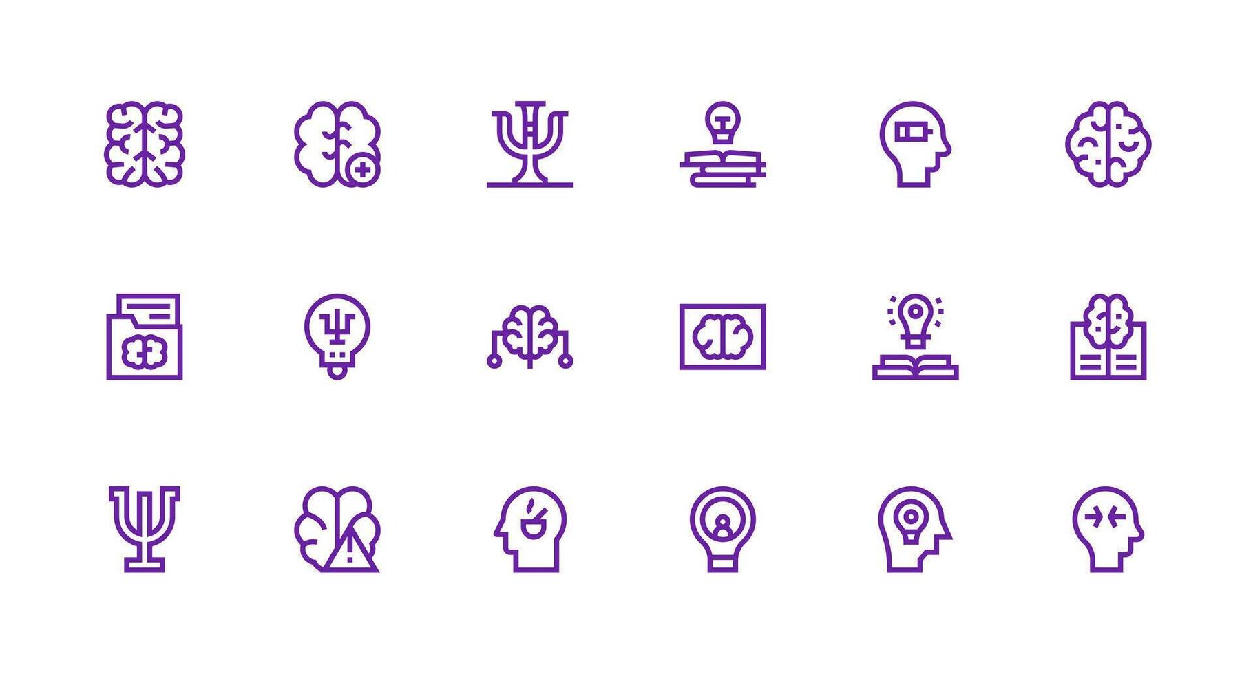 Strong Stroke Line Style Brain Icons with 18 Vectors Icons Built for Visual Consistency Pack