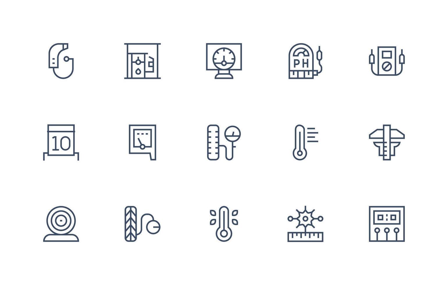 Gauge featuring 15 Icons in Regular Line Design UI and UX Focused Icon Collection vector