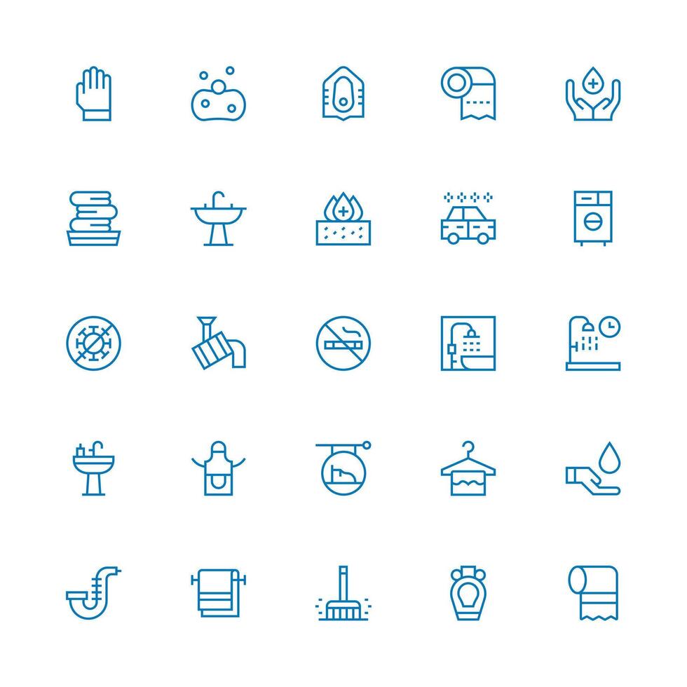 25 Icons for Cleanliness in Medium Stroke Outline Format Icons Built for Visual Consistency Pack vector