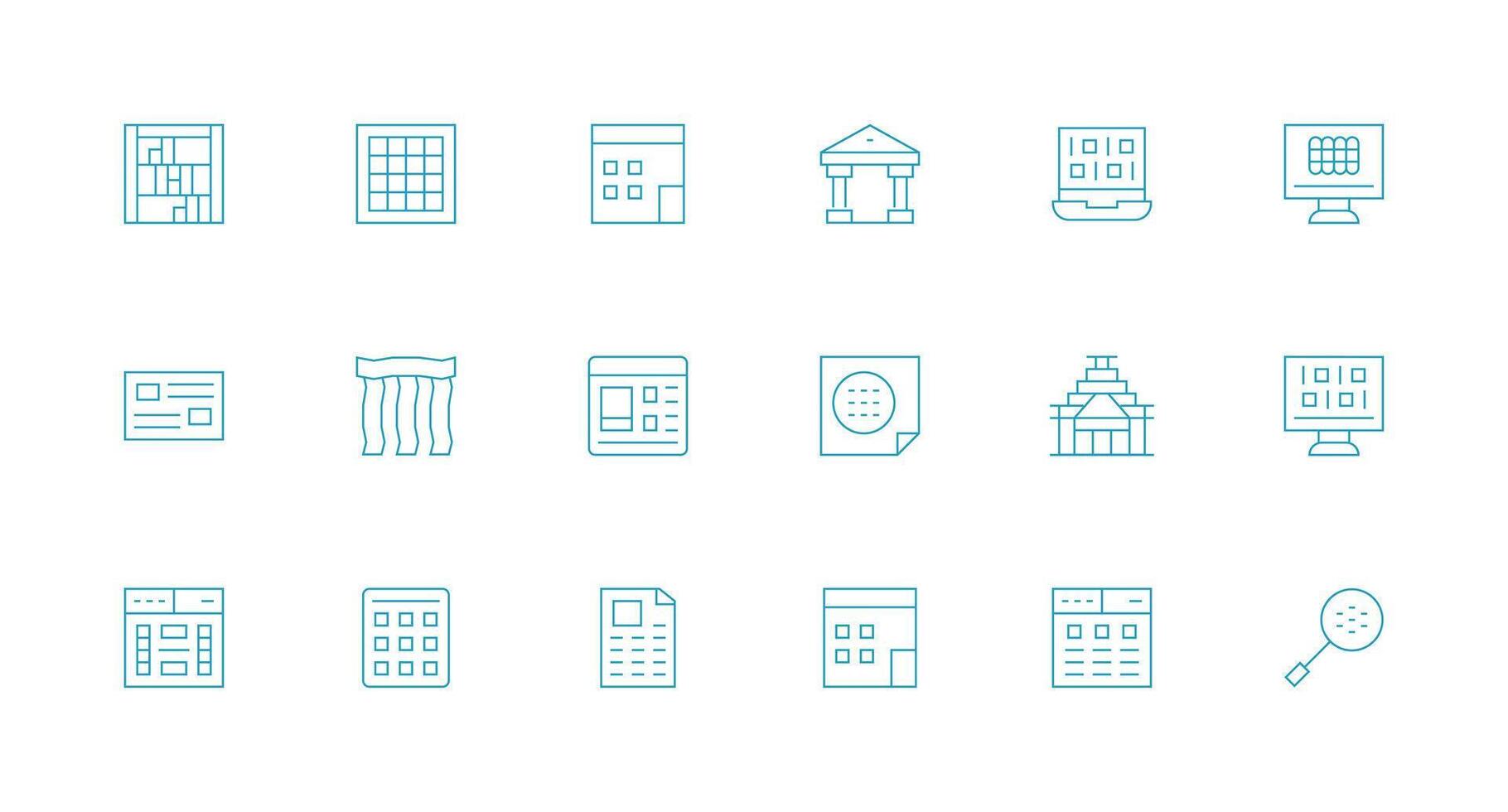 18 Minimal Line Icons for Columns Graphics Professional Icon Pack for Development Work vector