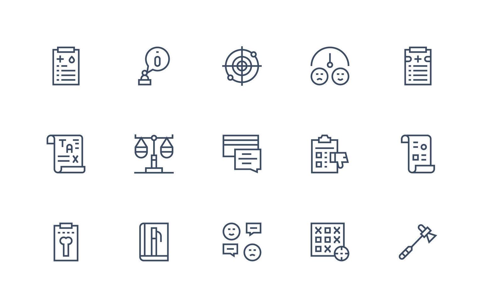 15 Regular Line Style Icons from Assessment Collection Icon Pack for UI vector