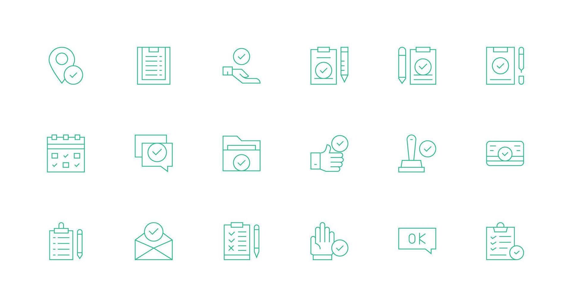 Tick including 18 Minimal Line Illustrations Simplified Icon Pack for Visual Tools vector
